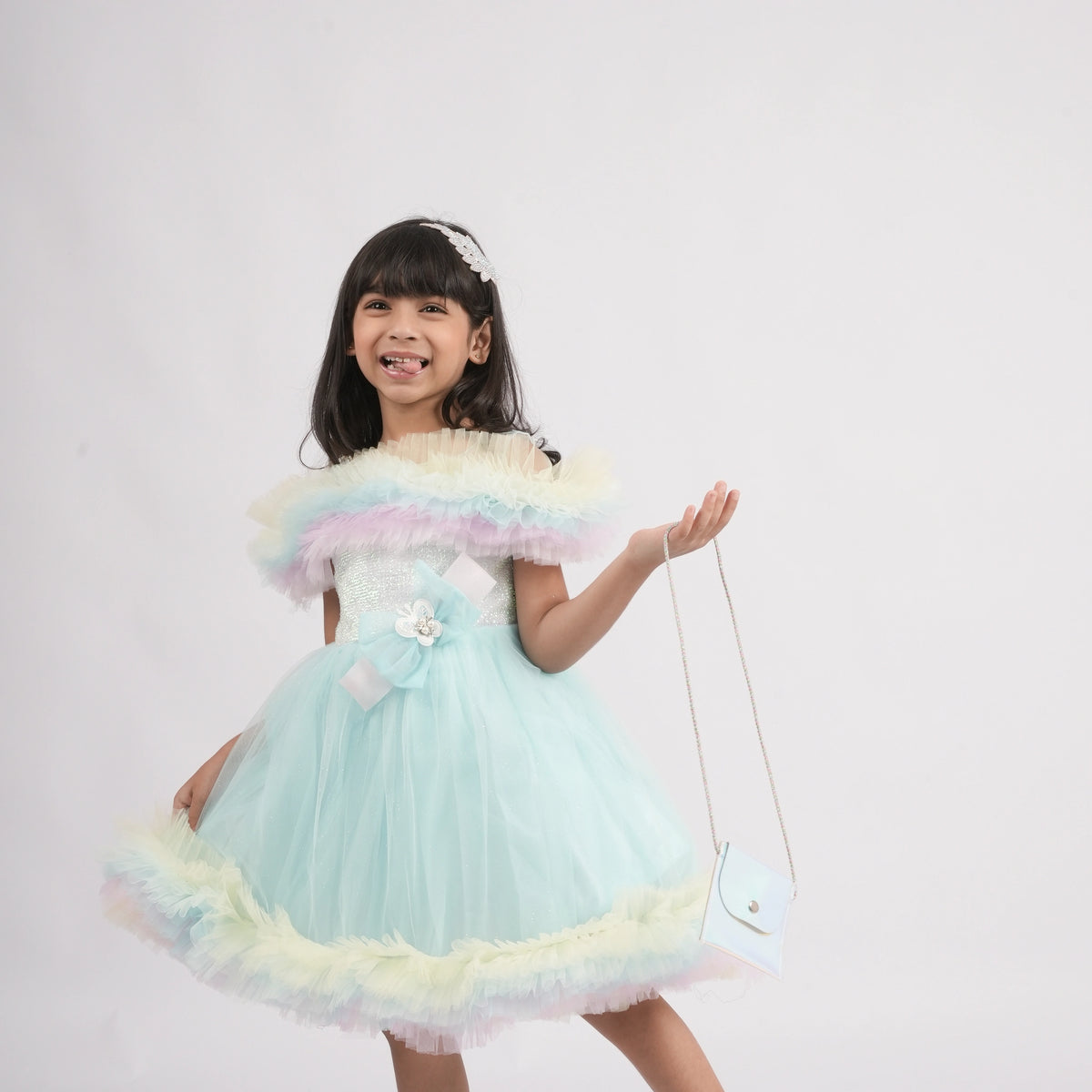 Elegant Fancy Frock with Floral Bow - A Dress to Remember