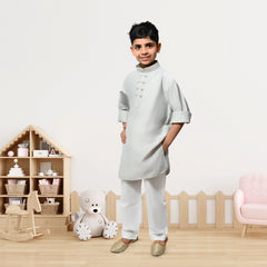 Boys Grey Kurta Pyjama Set – Elegant Ethnic Wear for Kids