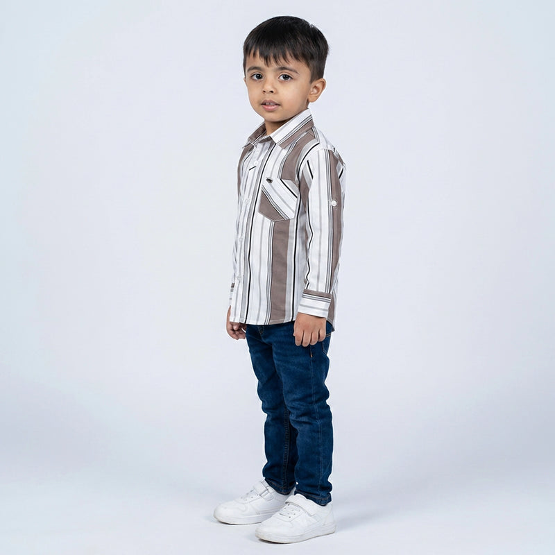 Boys Striped Shirt with Denim Jeans – Smart Casual Kids Outfit for Everyday Wear