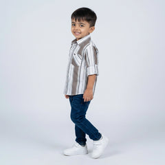 Boys Striped Shirt with Denim Jeans – Smart Casual Kids Outfit for Everyday Wear