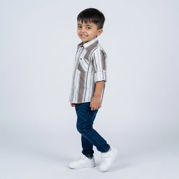 Boys Striped Shirt with Denim Jeans – Smart Casual Kids Outfit for Everyday Wear