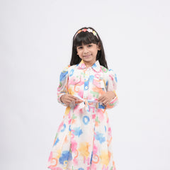 Multicolor Designer Dress for Girls – With Smart Pocket Sling Purse