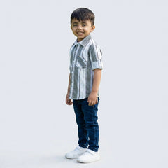 Boys Striped Shirt with Denim Jeans – Smart Casual Kids Outfit for Everyday Wear