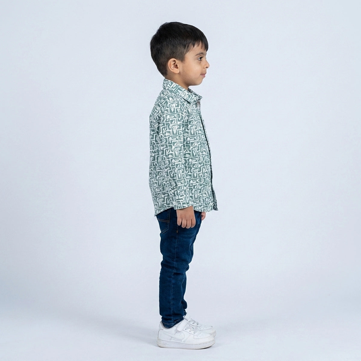 Boys Green Printed Shirt with Denim Jeans – Casual Stylish Outfit for Kids - image 4