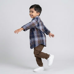 Boys Blue Checked Shirt with Denim Jeans Casual Outfit Set