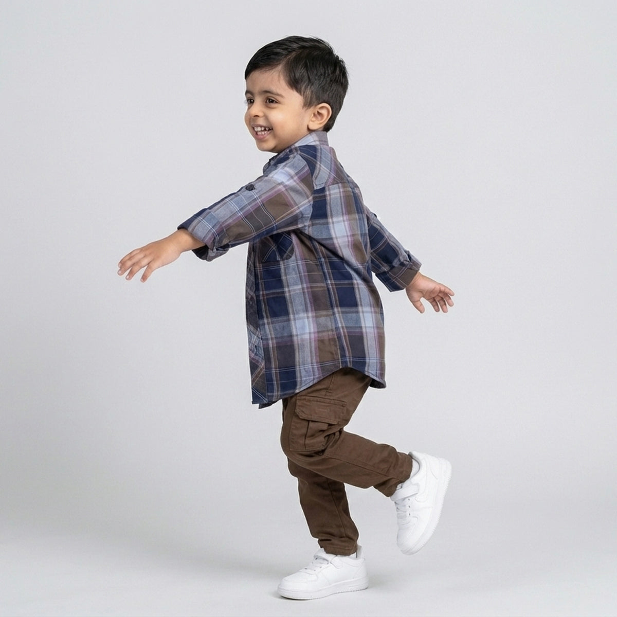 Boys Blue Checked Shirt with Denim Jeans Casual Outfit Set - image 2