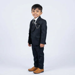 Boys Formal Suit Set in with Blazer, Waistcoat, Shirt, Tie and Trousers