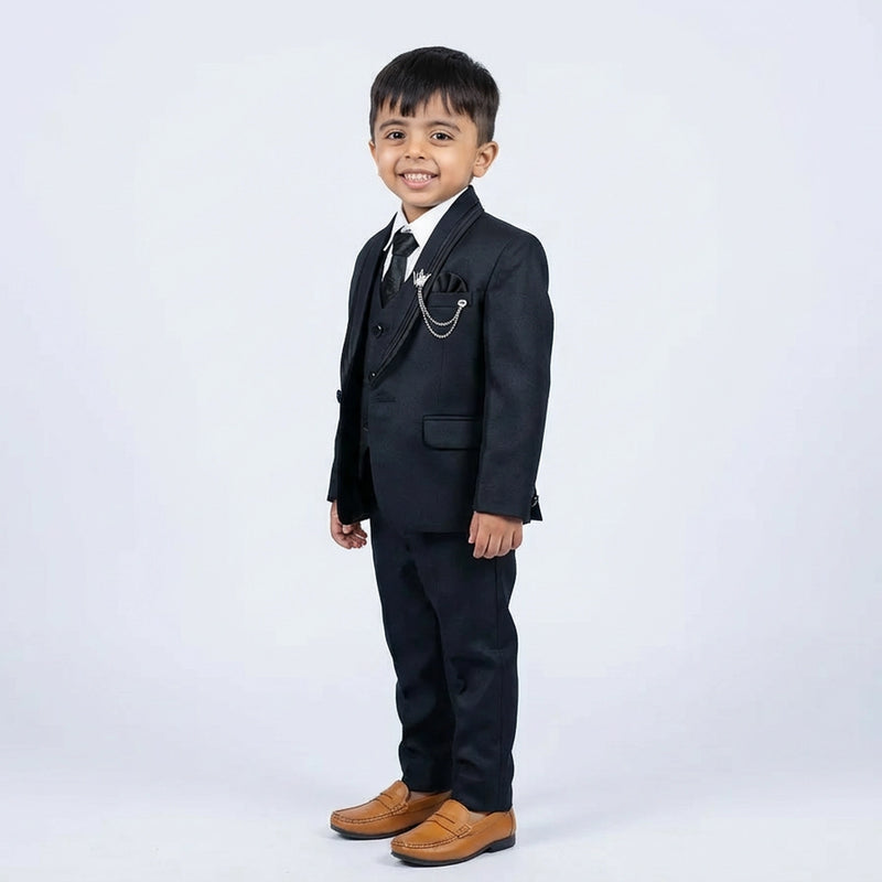 Boys Formal Suit Set in with Blazer, Waistcoat, Shirt, Tie and Trousers