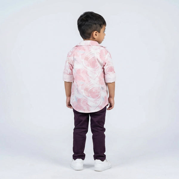 Boys Printed Shirt with Graphic T-Shirt & Casual Pants – Trendy Kids 3-Piece Outfit Set KD-MV-B-SET-10032