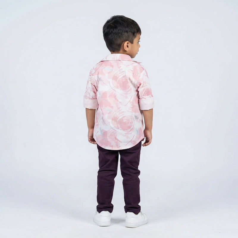 Boys Printed Shirt with Graphic T-Shirt & Casual Pants – Trendy Kids 3-Piece Outfit Set KD-MV-B-SET-10032