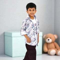 Boys Printed Casual Shirt with Graphic T-Shirt, Cargo Pants.
