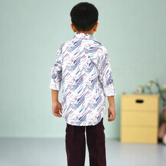 Boys Printed Casual Shirt with Graphic T-Shirt, Cargo Pants.