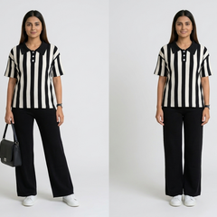 Women's Vertical Striped Knit Coord Set
