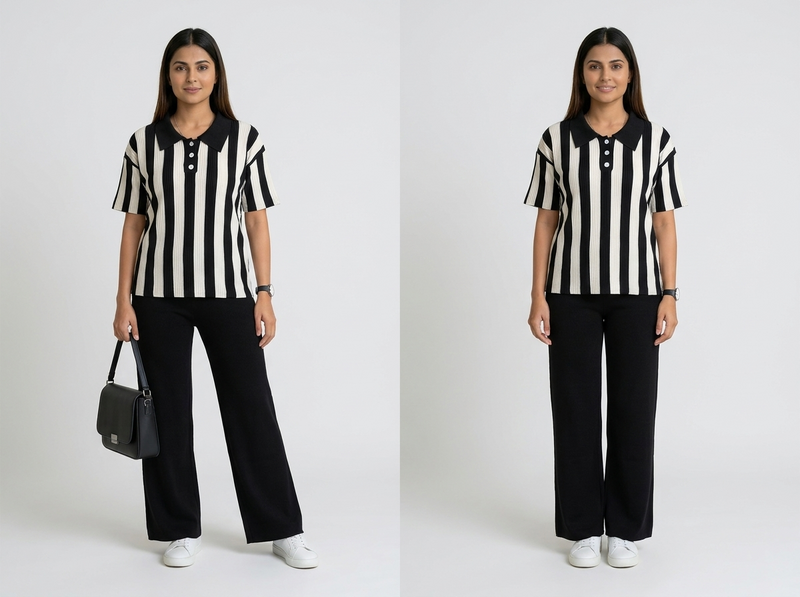 Women's Vertical Striped Knit Coord Set