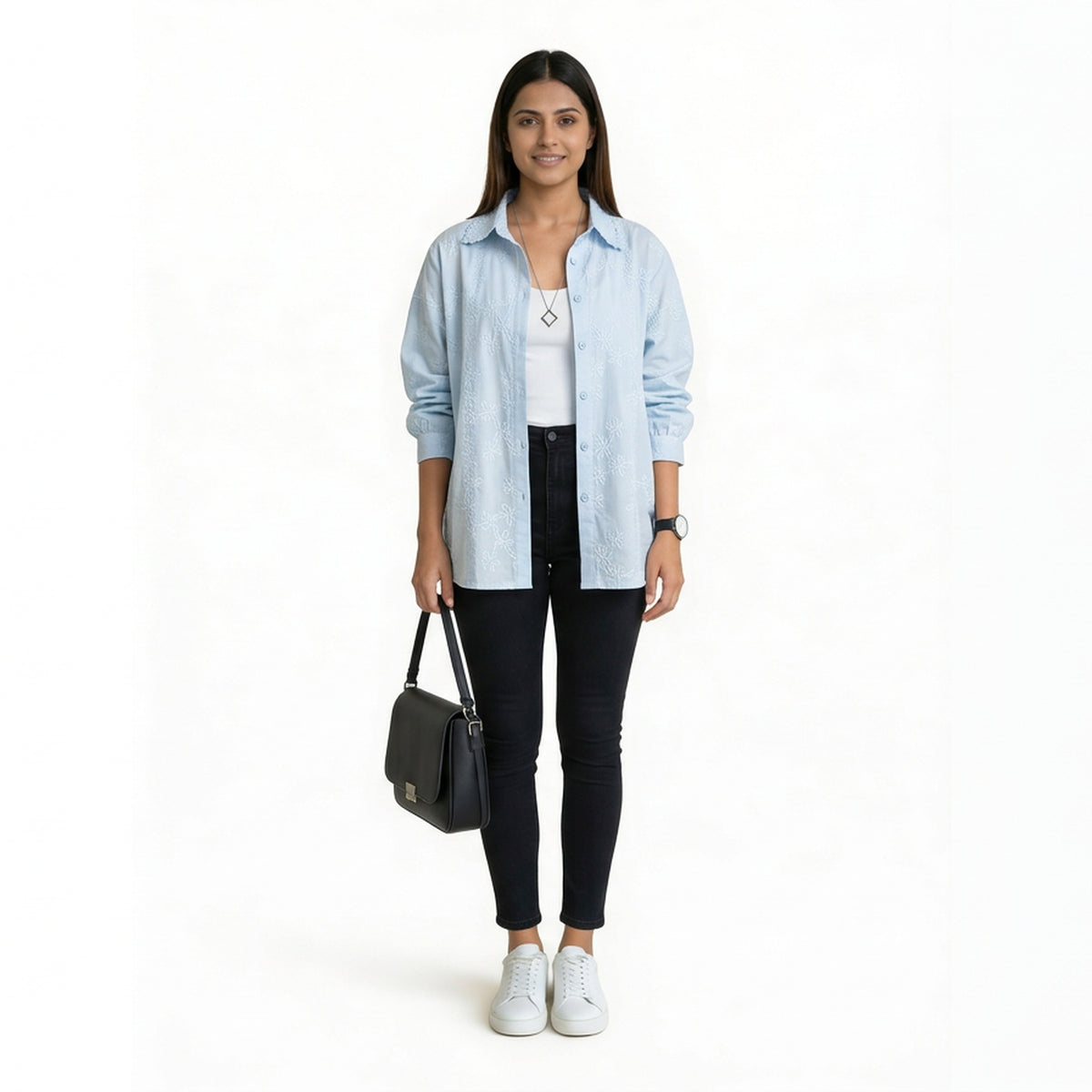 Blush Floral Embroidered Button-Down Shirt – Elegant Everyday Chic - image 4