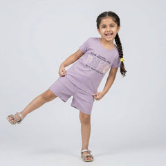 Girls Printed Co-Ord Set – Casual T-Shirt & Shorts Summer Outfit for Kids
