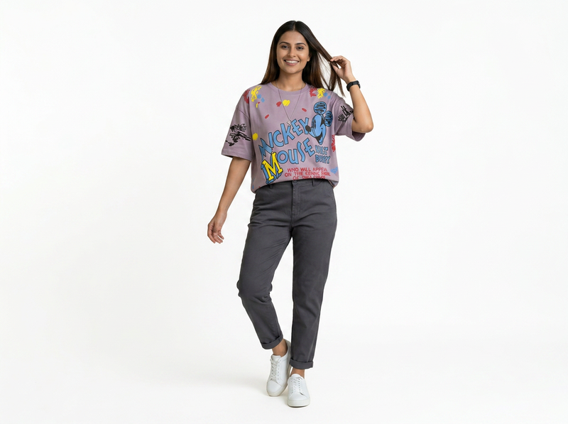 Women's Oversized T-Shirt – Mickey Mouse Graphic Print