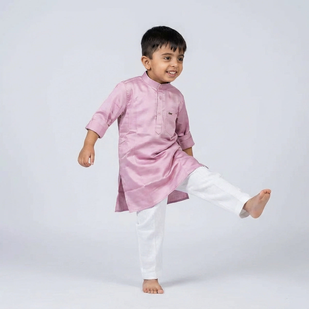 Boys Pink Kurta Set with White Pajama – Classic Festive Ethnic Wear for Kids - image 1