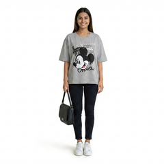 Women's Oversized T-Shirt – Winking Mickey Graphic Print