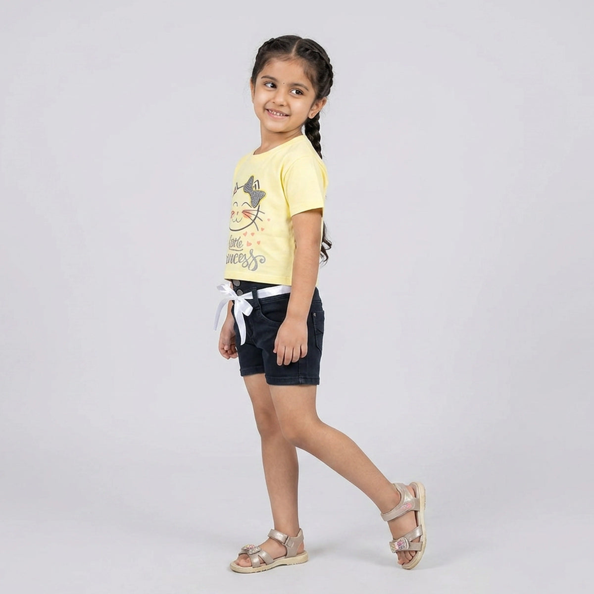 Girls Little Queen Cat Print T-Shirt
