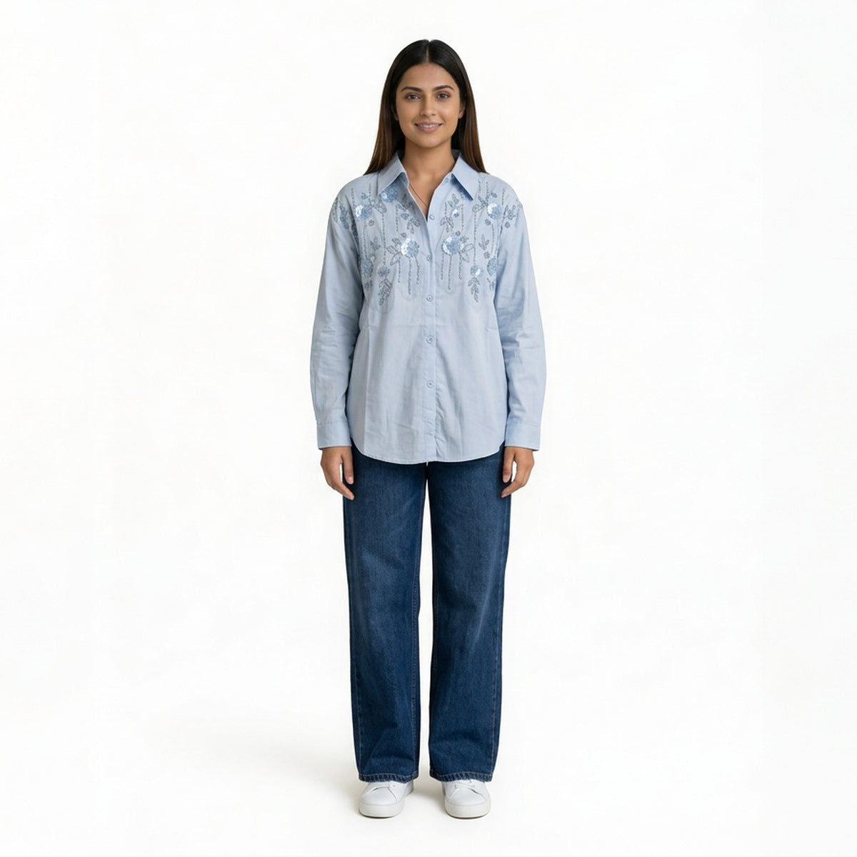 Women’s Embroidered Shirt – Elegant Button-Down Cotton Top | Smart Casual & Office Wear - image 7