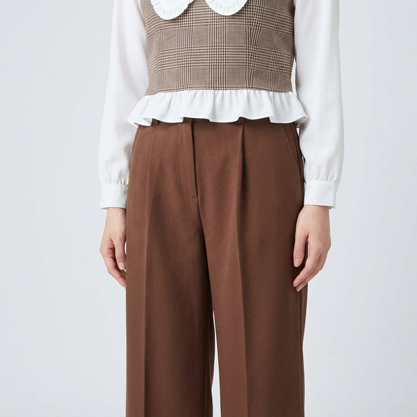 Women’s High-Waisted Pleated Trousers – Elegant Wide Leg Formal Pants