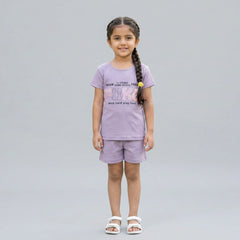 Girls Printed Co-Ord Set – Casual T-Shirt & Shorts Summer Outfit for Kids