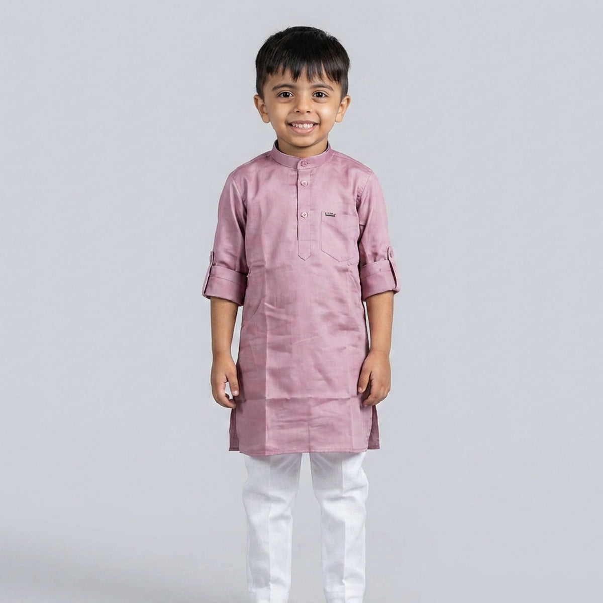 Boys Pink Kurta Set with White Pajama – Classic Festive Ethnic Wear for Kids - image 2