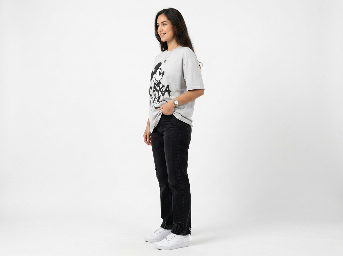 Women's Oversized T-Shirt – Winking Mickey Graphic Print - image 29