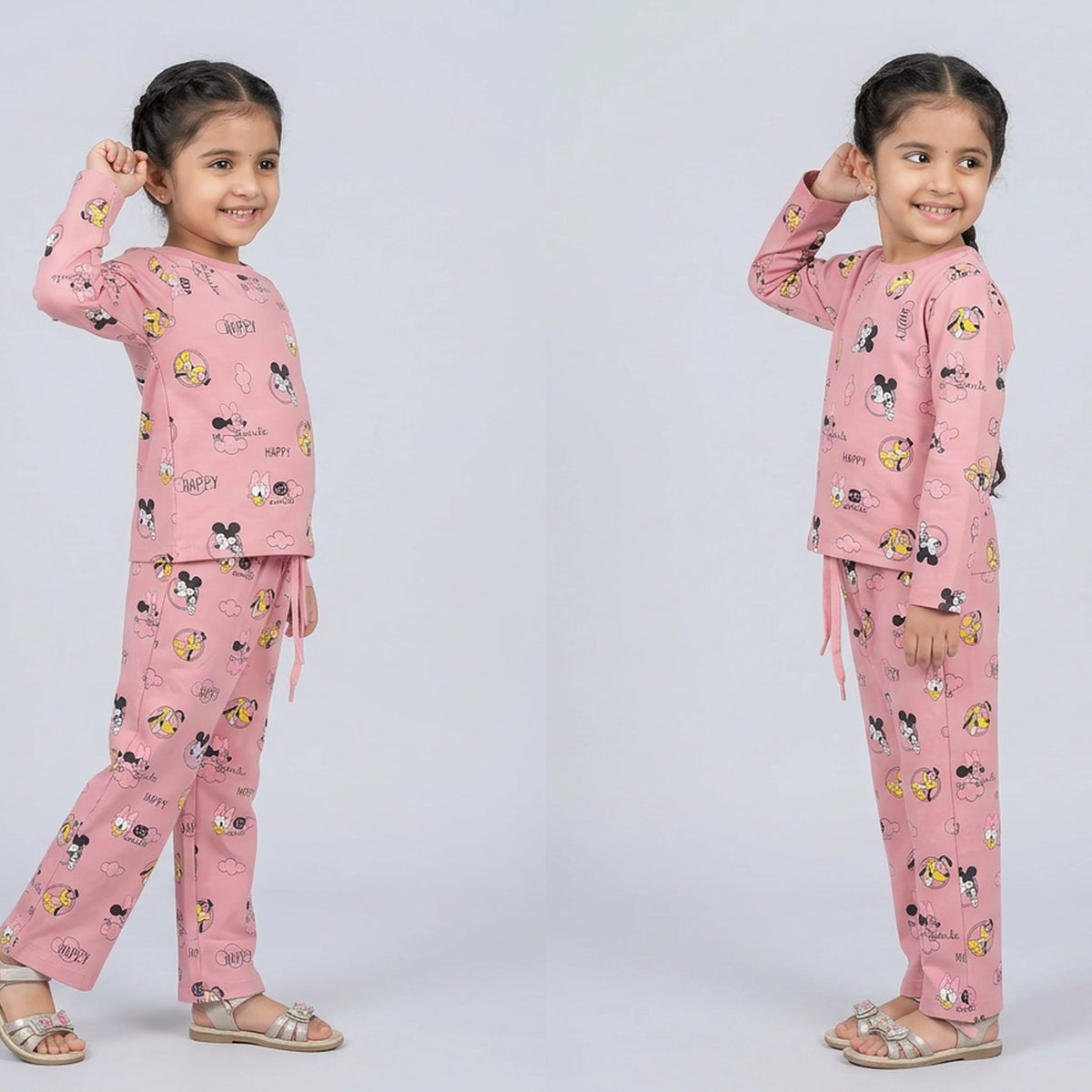 Girls Cartoon Printed Night Suit Set – Soft Full Sleeve Kids Co-Ord Pajama Set - image 4
