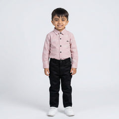 BOYS Light Blue Formal Shirt & Black Pants Set – Smart Casual Kids Outfit