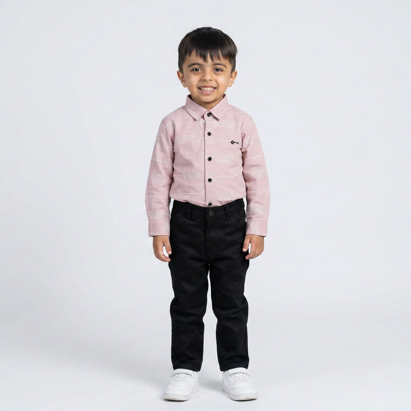 BOYS Light Blue Formal Shirt & Black Pants Set – Smart Casual Kids Outfit