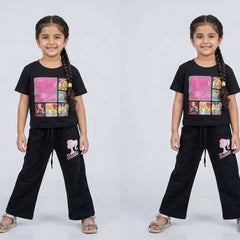 Girls Barbie Co-Ord Set – Stylish Graphic T-Shirt & Flared Pants Outfit for Kids