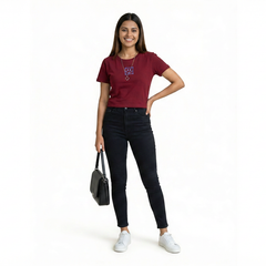 Women's Slim Fit Crop T-Shirt with Smiley Embroidery