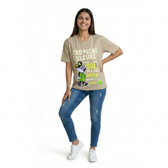 Women’s Tropical Culture Graphic T-Shirt – Casual Printed Cotton Tee