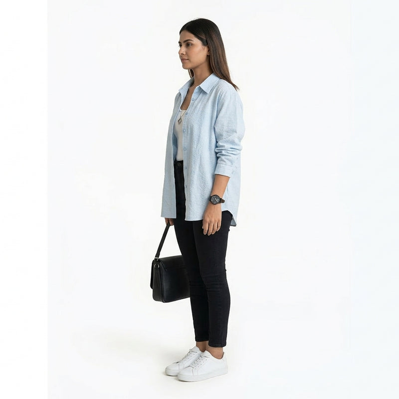 Blush Floral Embroidered Button-Down Shirt – Elegant Everyday Chic