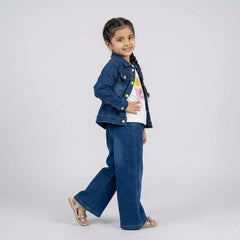 Girls blue denim Top & jeans Set – Stylish Summer Casual Co-Ord Outfit for Kids