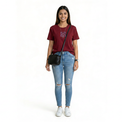 Women's Slim Fit Crop T-Shirt with Smiley Embroidery