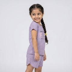 Girls Printed Co-Ord Set – Casual T-Shirt & Shorts Summer Outfit for Kids