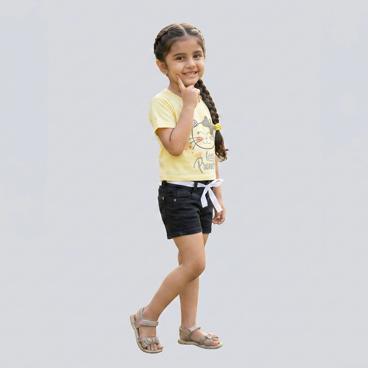 Girls Little Queen Cat Print T-Shirt