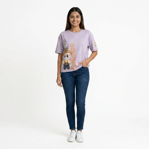 Women's Oversized T-Shirt – Labubu Cartoon Print