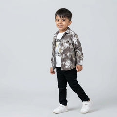 Boys Abstract Printed Shirt with Black Jeans – Stylish Smart Casual Kids Outfit