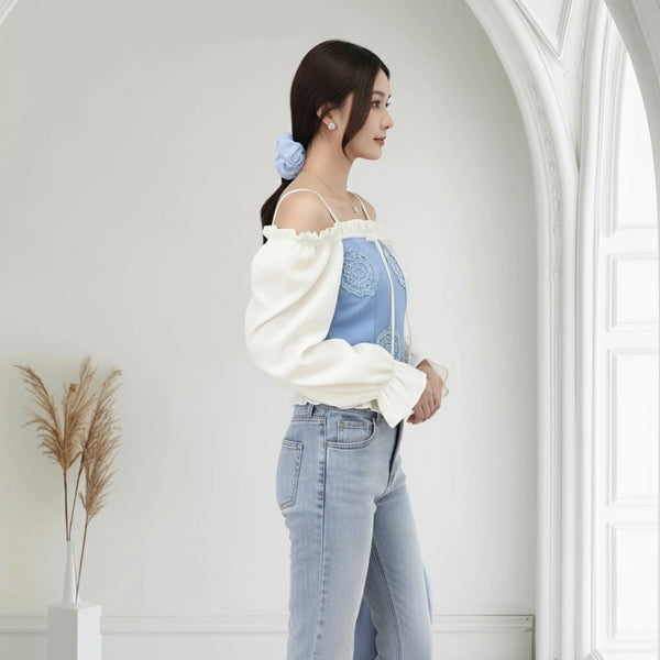 Women’s Off-Shoulder Top with Sleeves – Trendy Casual Wear