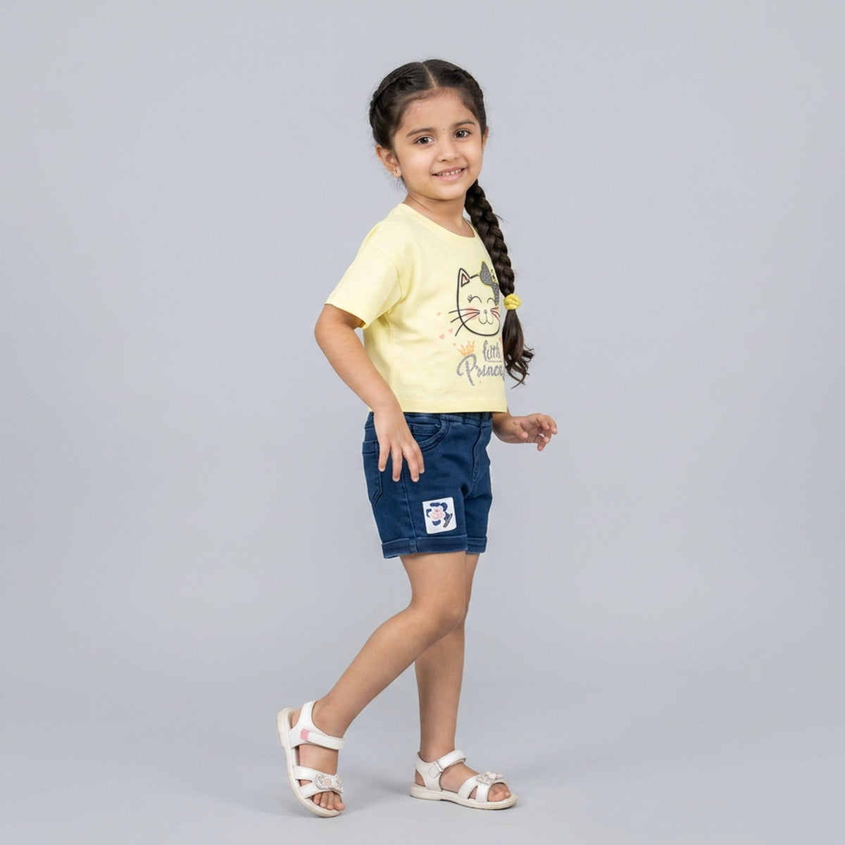 Girls Little Queen Cat Print T-Shirt