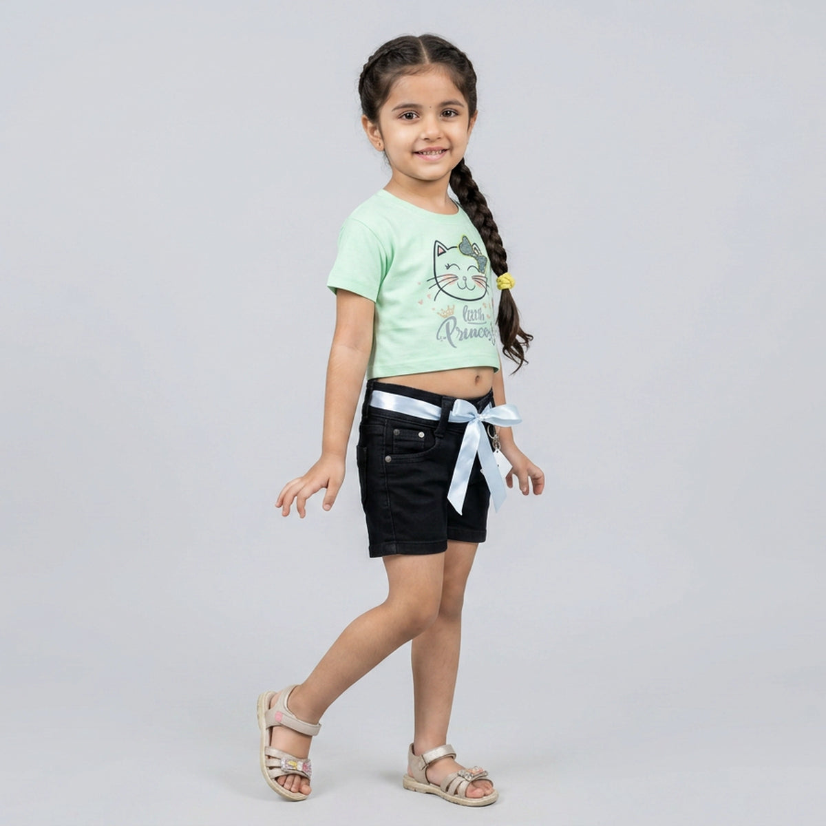 Girls Little Queen Cat Print T-Shirt