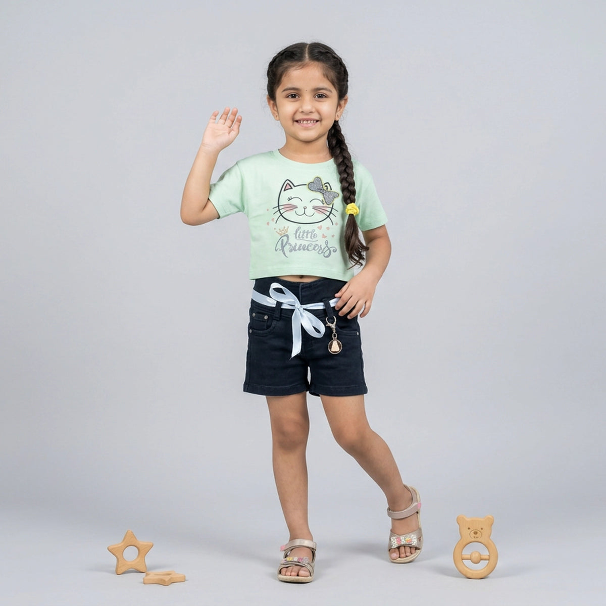Girls Little Queen Cat Print T-Shirt