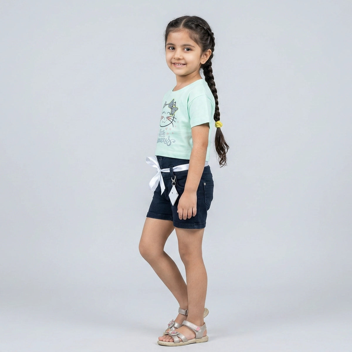 Girls Little Queen Cat Print T-Shirt