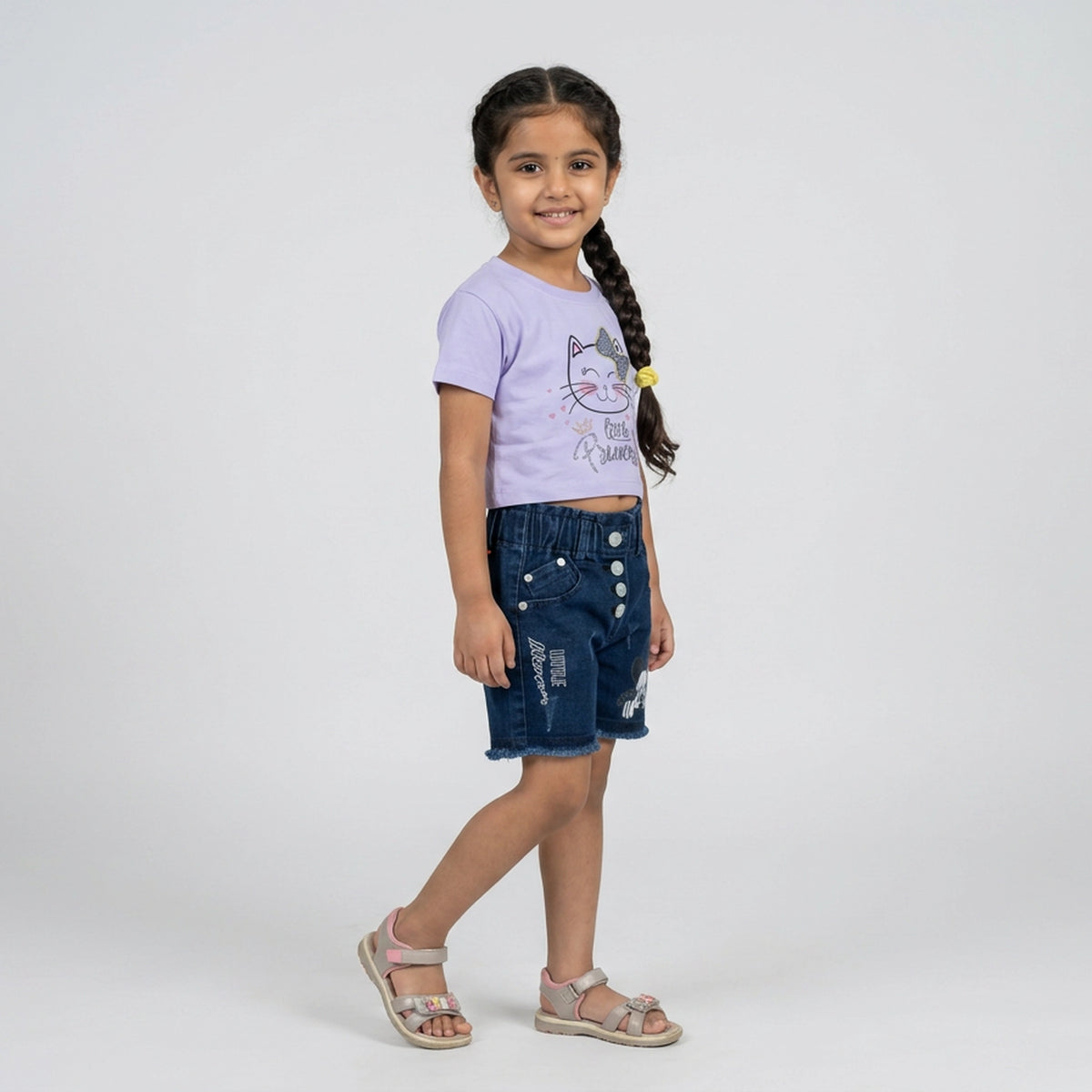 Girls Little Queen Cat Print T-Shirt