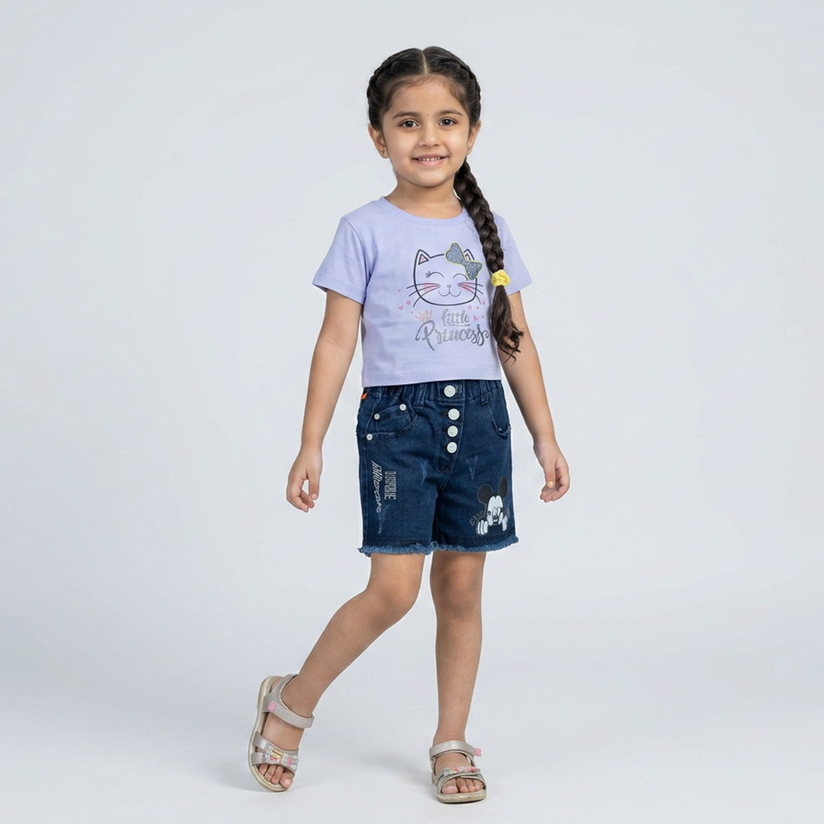 Girls Little Queen Cat Print T-Shirt