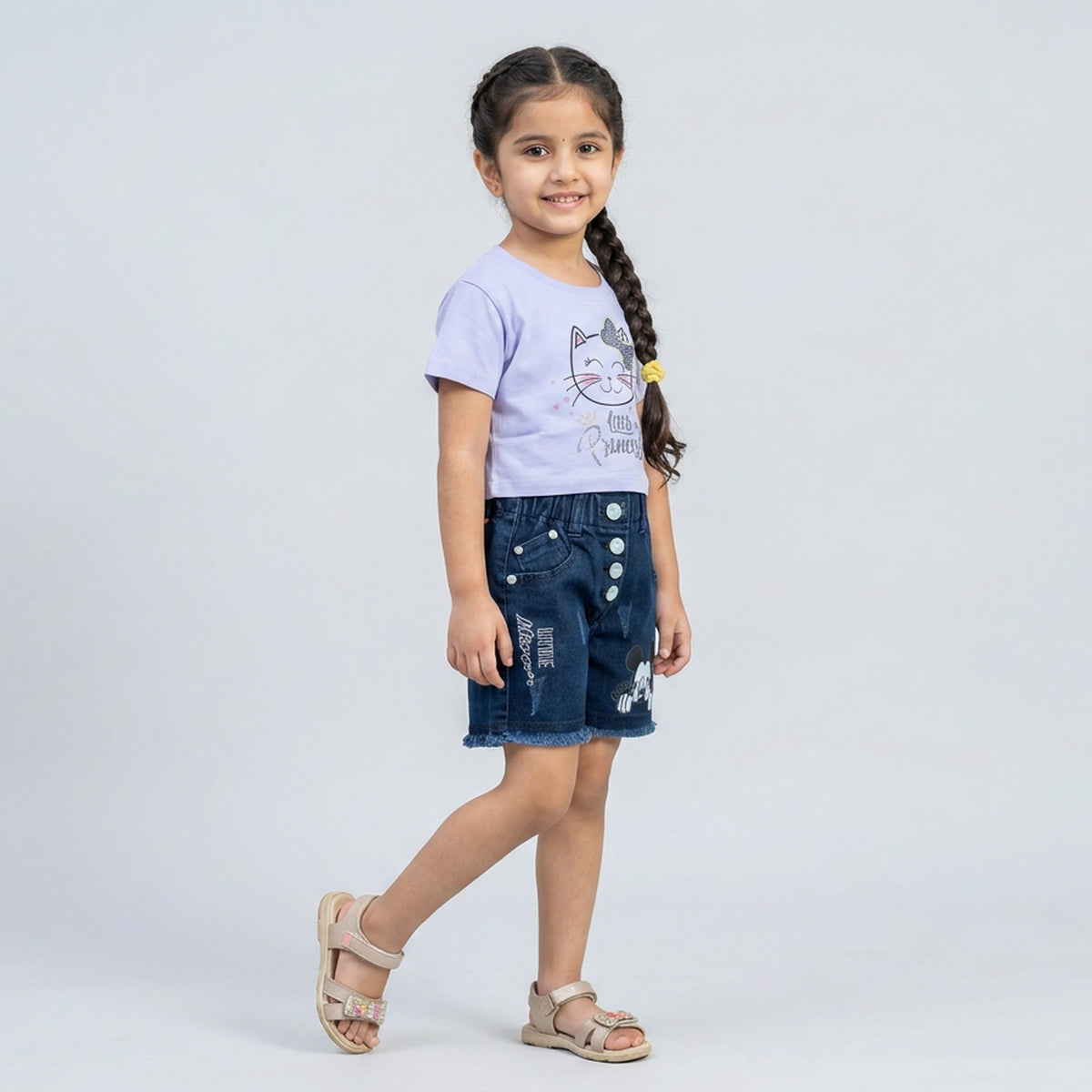 Girls Little Queen Cat Print T-Shirt